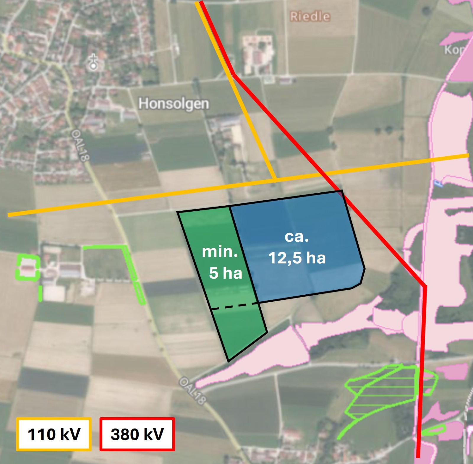 Karte zur Stromplantage bei Honsolgen